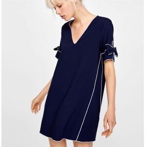 Zara Navy Blue Dress with White Trim